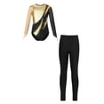 thumbnail image 1 of Miutii Girls Rhinestones Long Sleeve Gymnastics Leotard Tumbling Dance Bodysuit with Leggings Pants Dancewear Gold 6, 1 of 5