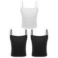 thumbnail image 1 of Miutii Girls Ribbed Camisole Cotton Cami 3 Pack Kids Basci Tank Undershirt Sleeveless Dance Crop Top Black&Black&White L, 1 of 8