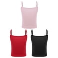 thumbnail image 1 of Miutii Girls Ribbed Camisole Cotton Cami 3 Pack Kids Basci Tank Undershirt Sleeveless Dance Crop Top Black&Red&Pink M, 1 of 8