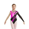 thumbnail image 1 of Miutii Gymnastic Leotard for Kids Girls Long Sleeve Metallic Dance Skating Unitard Dancewear Hot Pink 10, 1 of 7
