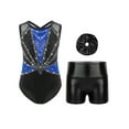 thumbnail image 1 of Miutii Gymnastics Leotard for Girls Sleeveless Dance Unitard with Shorts Scrunchies Set Ballet Tumbling Outfit Blue 6, 1 of 3