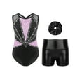 thumbnail image 1 of Miutii Gymnastics Leotard for Girls Sleeveless Dance Unitard with Shorts Scrunchies Set Ballet Tumbling Outfit Light Purple 10, 1 of 3