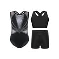 thumbnail image 1 of Miutii Gymnastics Leotard with Sport Bra Shorts Dancewear for Girls Sleeveless Sparkle Dance Bodysuit Athletic Unitard Set Black Silver 8, 1 of 3