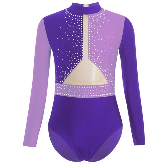 Miutii Gymnastics Leotards for Girls Ballet Dancewear Practice Outfits Keyhole Back One Piece Athletic Unitard Purple 10