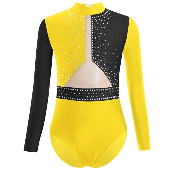 Miutii Gymnastics Leotards for Girls Ballet Dancewear Practice Outfits Keyhole Back One Piece Athletic Unitard Yellow 6