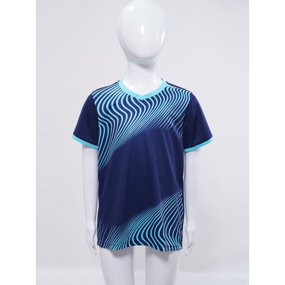 Miutii Kids Boys Football Jersey Short Sleeve Soccer T-Shirt Uniform Running Biking Tee Tops B Navy Blue 3XS