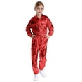 thumbnail image 1 of Miutii Kids Boys Girls Jazz Hip Hop Dance Outfits Metallic Turn Down Collar Jacket with Pants Set Street Dancewear Red 10, 1 of 5