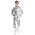 thumbnail image 1 of Miutii Kids Boys Girls Jazz Hip Hop Dance Outfits Metallic Turn Down Collar Jacket with Pants Set Street Dancewear Silver 12, 1 of 5