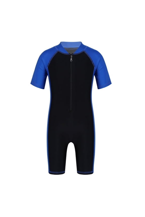 Kids Boys Girls One Piece Swimsuit Wetsuit UV Sun Protection Rash Guard Surfing Diving Suit Blue&Black 10