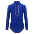 thumbnail image 1 of Miutii Kids Boys Rhinestones Mesh Latin Modern Dance Leotard Top Long Sleeve Skating Bodysuit Ballroom Dancewear Blue 6, 1 of 7