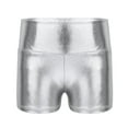 thumbnail image 1 of Miutii Kids Girl High Waisted Booty Shorts Rave Dance Hot Pants Gymnastics Yoga Sports Workout Swimsuit Activewear Silver 8, 1 of 5