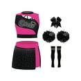 thumbnail image 1 of Miutii Kids Girl School Cheer Uniform Dress Cheerleading Dance Outfits Sequins Crop Top Skirt Pom Poms Stock Hair Tie Hot Pink 6, 1 of 3