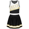 thumbnail image 1 of Miutii Kids Girls 2 Piece Cheer Leader Outfits Cheerleading Uniform Crop Tank Tops with Pleated Skirt Cosplay Costume Black 8, 1 of 6