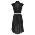 thumbnail image 1 of Miutii Kids Girls 2 Pieces Lyrical Ballet Latin Jazz Modern Dance Outfit Gymnastics Athletic Crop Top Skirt Set Black 14, 1 of 7