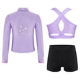 thumbnail image 1 of Miutii Kids Girls 3 Piece Dance Outfits Cross Back Crop Top and Shorts with Full Zipper Jacket Set Purple 16, 1 of 9