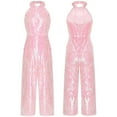 thumbnail image 1 of Miutii Kids Girls Allover Sequins Romper Halter Neck Sleeveless Strapy Back Dance Formal One-Piece Pink 14, 1 of 9