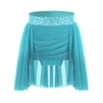 thumbnail image 1 of Miutii Kids Girls Ballet Dance Wrap Skirt Ruched Irregular Lyrical Dance Skirt Figure Ice Skating Skirt Dancewear Blue Green 14, 1 of 3