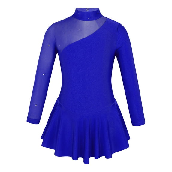Miutii Kids Girls Ballet Gymnastics Leotard Dresses Figure Ice Skating Dance Dancewear Stage Performance Costume Royal Blue 6