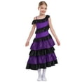 thumbnail image 1 of Miutii Kids Girls Belly Spanish Flamenco Dress Ruffled Tiered Lyrical Latin Dance Dress Performance Dancewear Purple 12, 1 of 5