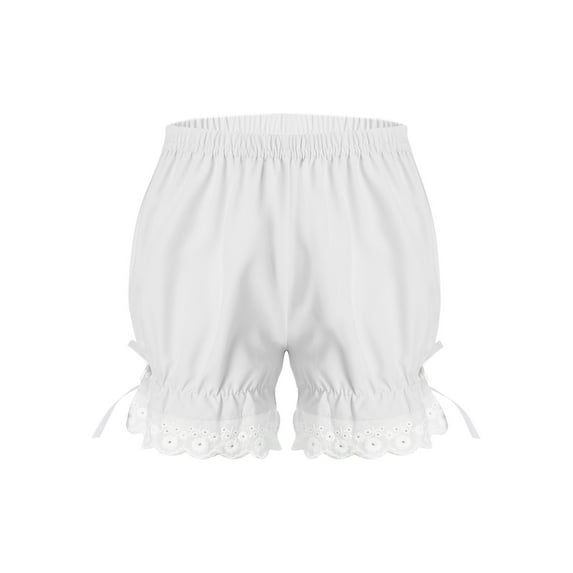 Miutii Kids Girls Bloomer Shorts Ruffle Lace Up Safety Short Under Party Dress Dance Short Boyshort White 3-4