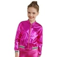 thumbnail image 1 of Miutii Kids Girls Boys Metallic Bomber Moto Jacket Coat Hip Hop Jazz Dance Top Disco Costume Rose 6, 1 of 7