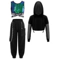 thumbnail image 1 of Miutii Kids Girls Dance Clothing Set Hip Hop Modern Jazz Performance Costume 3 Pieces Active Outfit Tracksuit Green 12, 1 of 5