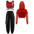 thumbnail image 1 of Miutii Kids Girls Dance Clothing Set Hip Hop Modern Jazz Performance Costume 3 Pieces Active Outfit Tracksuit Red 16, 1 of 5