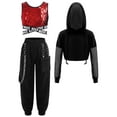 thumbnail image 1 of Miutii Kids Girls Dance Clothing Set Hip Hop Modern Jazz Performance Costume 3 Pieces Active Outfit Tracksuit Red&Black 12, 1 of 5