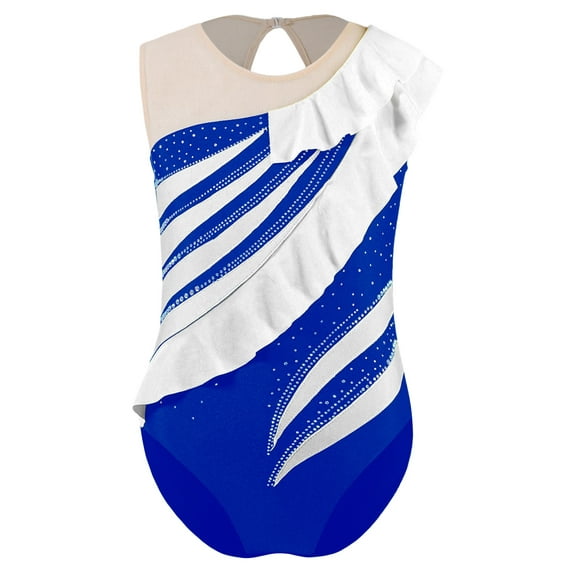 Miutii Kids Girls Dance Leotards Gymnastics Bodysuit One Piece Practice Unitards Athletic Jumpsuit Blue 6