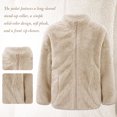 thumbnail image 1 of Miutii Kids Girls Fleece Long Sleeve Jacket Zipper Closure Solid Color Outerwear Winter Warm Casual Khaki 110, 1 of 8
