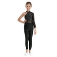 thumbnail image 1 of Miutii Kids Girls Full Body Unitard Long Sleeve Color Block Gymnastics Leotard Jumpsuit Dance Costume Black 14, 1 of 5