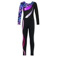 thumbnail image 1 of Miutii Kids Girls Gymnastics Dance Outfits Long Sleeve Leotard Biketard Jumpsuit with Leggings Pants Set Activewear Starry Black&Hot Pink 14, 1 of 5