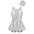 thumbnail image 1 of Miutii Kids Girls Hip-Hop Latin Dance Performance Costume Sequins Dancing Outfit Sparkly Bodysuit Gymnastic Unitards Silver 14, 1 of 7
