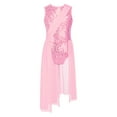 thumbnail image 1 of Miutii Kids Girls Hollow Back Lyrical Dance Dress Shiny Sequins Irregular Skirt Ballroom Dancewear Pink 10, 1 of 5
