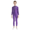 thumbnail image 1 of Miutii Kids Girls Ice Figure Skating Gymnastics Leotard Long Sleeve Rhinestone Ballet Dance Practice Bodysuit Purple 12, 1 of 5