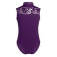 thumbnail image 1 of Miutii Kids Girls Keyhole Back Gymnastic Leotard Floral Lace Ballet Dance One Piece Jumpsuits Costumes Purple M, 1 of 7