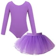 thumbnail image 1 of Miutii Kids Girls Long Sleeve Ballet Dance Gymnastics Leotard with Mesh Tutu Skirts Set Ballerina Outfits Dancewear Lavender 6, 1 of 7