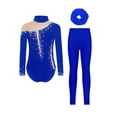 thumbnail image 1 of Miutii Kids Girls Long Sleeve Gymnastic Leotard Figure Skating Jumpsuit with Leggings and Hairband Set Tracksuit Royal Blue 16, 1 of 5