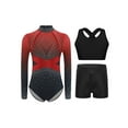thumbnail image 1 of Miutii Kids Girls Long Sleeve Gymnastics Leotard Sparkly Ballet Dance Bodysuit Tumbling Biketard Vest with Shorts Set Red 8, 1 of 3