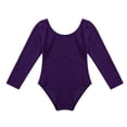thumbnail image 1 of Miutii Kids Girls Long Sleeve Leotard Ballet Bodysuit Basic Dancewear Gymnastics Ballet Dance Leotard Purple 4, 1 of 8