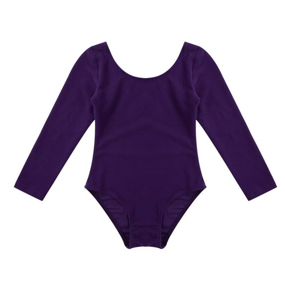 Miutii Kids Girls Long Sleeve Leotard Ballet Bodysuit Basic Dancewear Gymnastics Ballet Dance Leotard Purple 4