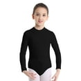 thumbnail image 1 of Miutii Kids Girls Long Sleeve Mock Neck Basic Ballet Dance Gymnastics Leotard Training Dancewear Black 5-6, 1 of 6