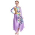 thumbnail image 1 of Miutii Kids Girls Lyrical Dance Dress Patchwork Printed Tunics Irregular Long Gowns Worship Praise Dancewear Light Purple 16, 1 of 6