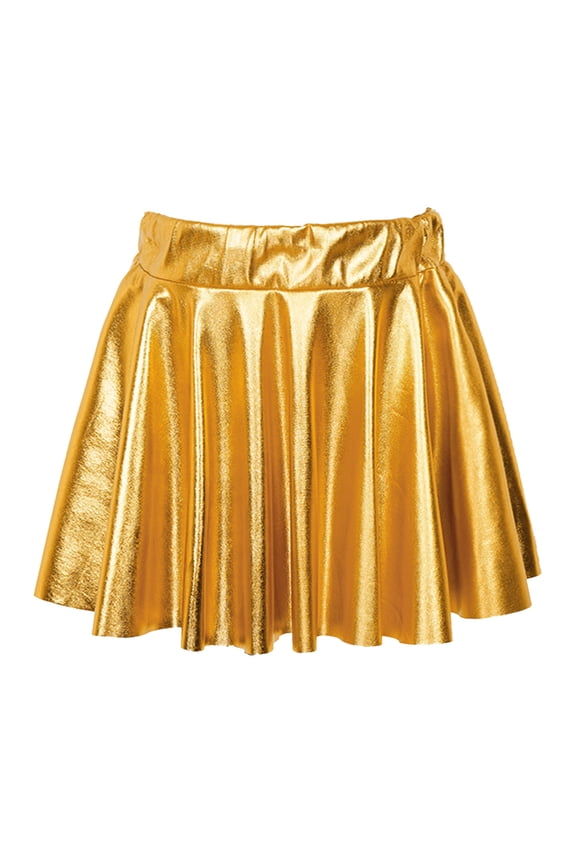 Kids Girls Metallic Skater Skirt Skort Ballet Dance Athletic Pleated Mini Skirt Cheerleading  Dancewear Gold 2-4