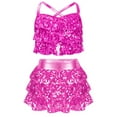 thumbnail image 1 of Miutii Kids Girls Modern Jazz Hip Hop Cheerleading Dance Outfits Sequin Camisole Crop Tops with Skirt Set Dancewear Hot Pink 14, 1 of 3