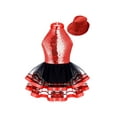 thumbnail image 1 of Miutii Kids Girls Modern Jazz Latin Tap Dance Clothes Shiny Sequins Halter Ballet Tutu Dress with Hat Set Red 6, 1 of 5