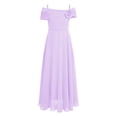 thumbnail image 1 of Miutii Kids Girls Off Shoulder Wedding Bridesmaid Dress 3D Applique Flower Girl Chiffon Dress Pageant Lavender 6, 1 of 5
