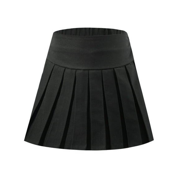Miutii Kids Girls Pull-on Skater Skirt High Waist Flared Pleated A-Line Mini Skirts School Daily Wear Black 3-4