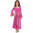 thumbnail image 1 of Miutii Kids Girls Renaissance Princess Dress Medieval Outfit Role-play Long Flare Sleeve Velvet Dress Up Hot Pink 6, 1 of 6