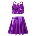 thumbnail image 1 of Miutii Kids Girls Salsa Samba Rumba Latin Jazz Dance Outfits Sequins Camisole Crop Top and Skirt Set for Competition Purple 6, 1 of 3